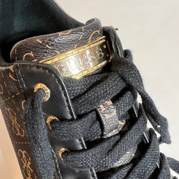 Guess GW Flowurs Wedge Sneakers in Brown and Metallic Gold Multi 8.5M - Picture 10 of 13